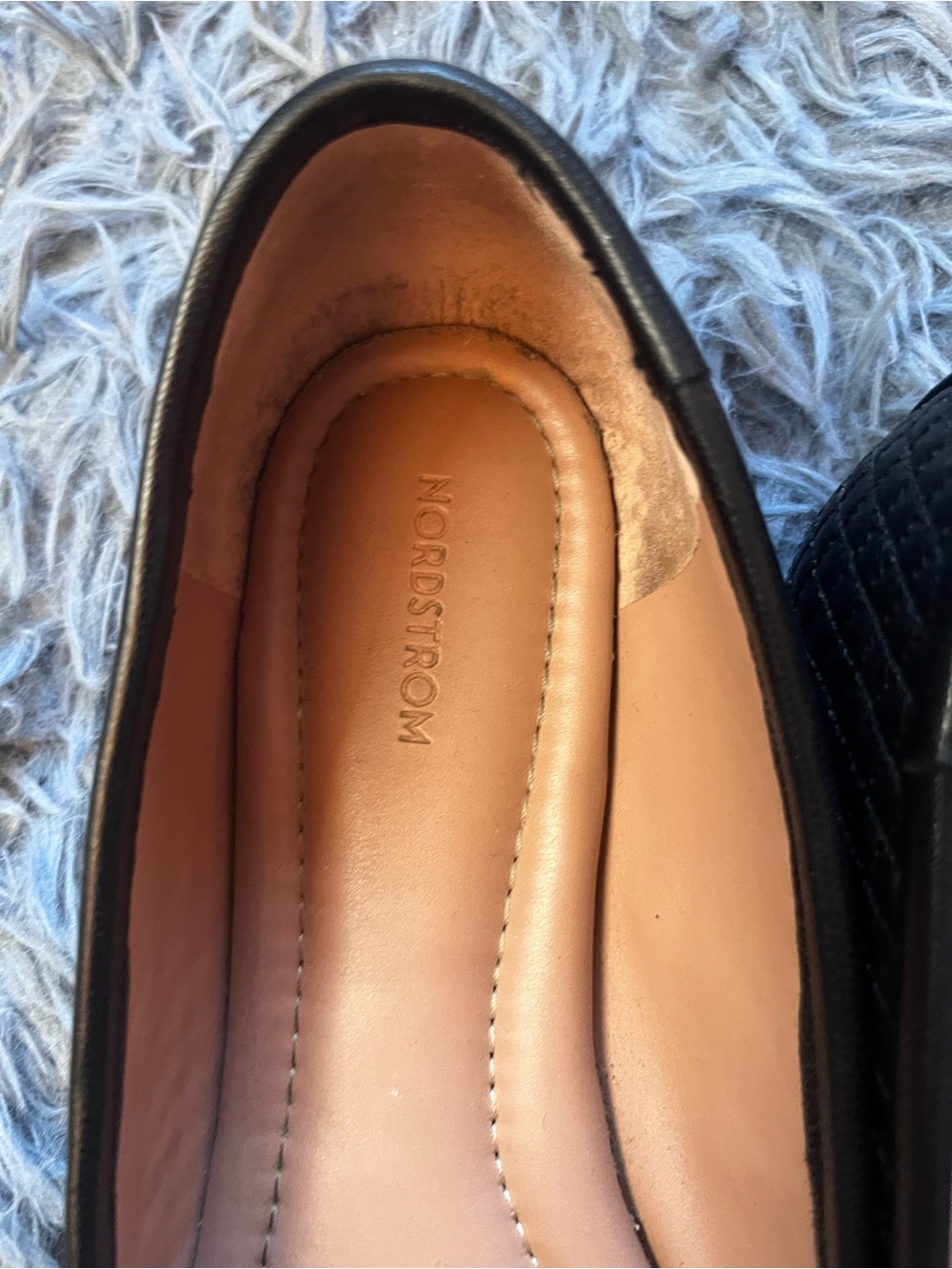 Nordstrom Black Ashton Quilted Leather Square Toe Bow Ballet Flats Size 9 - Picture 2 of 4